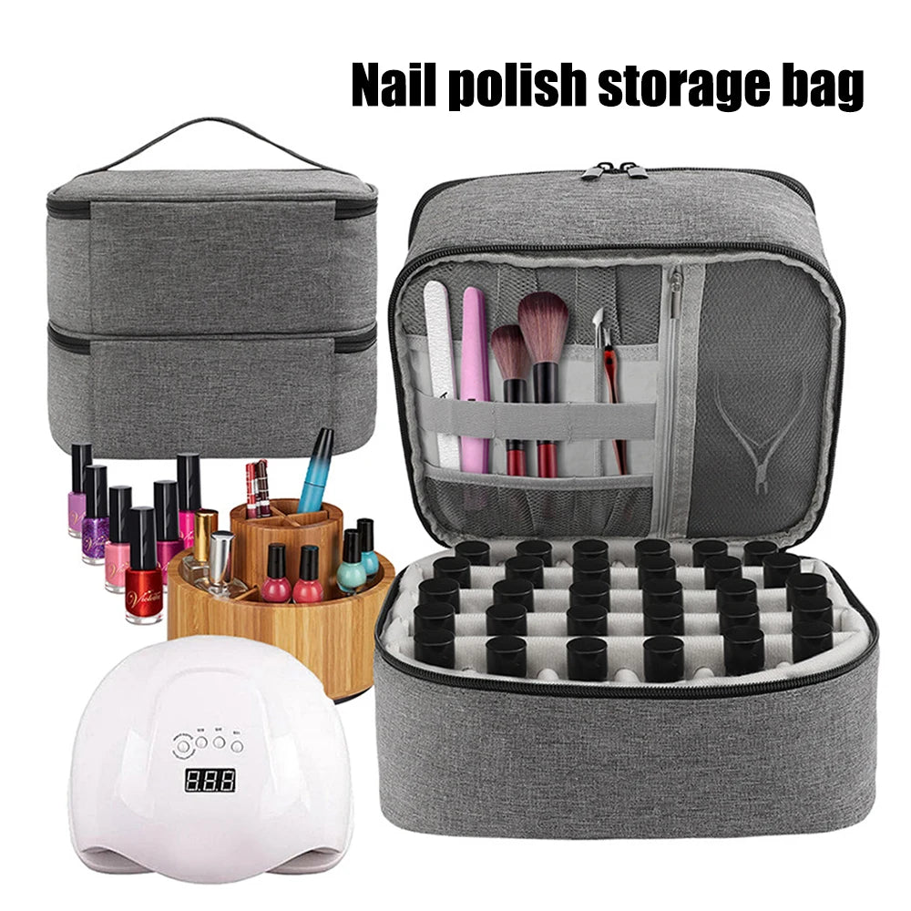 Double Layer Nail Polish Storage Bag – 30 Compartments