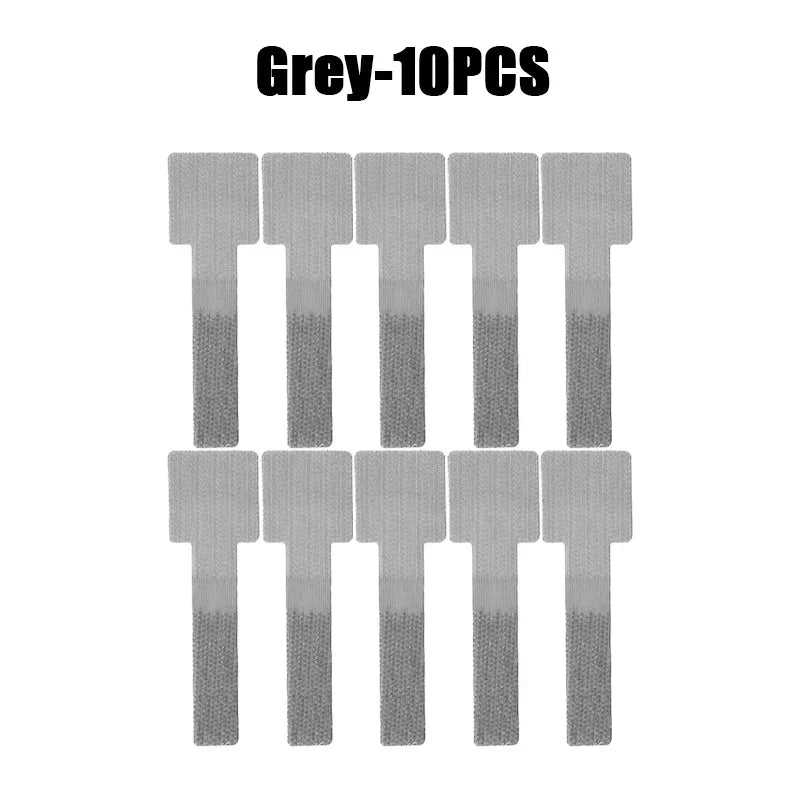 New Reusable Cable Ties Velcro Ties Self-Adhesive Power Cord Cable Holder Adjustable Cord Storage Desktop Organiser Manager Oasis Select Grey-10PCS