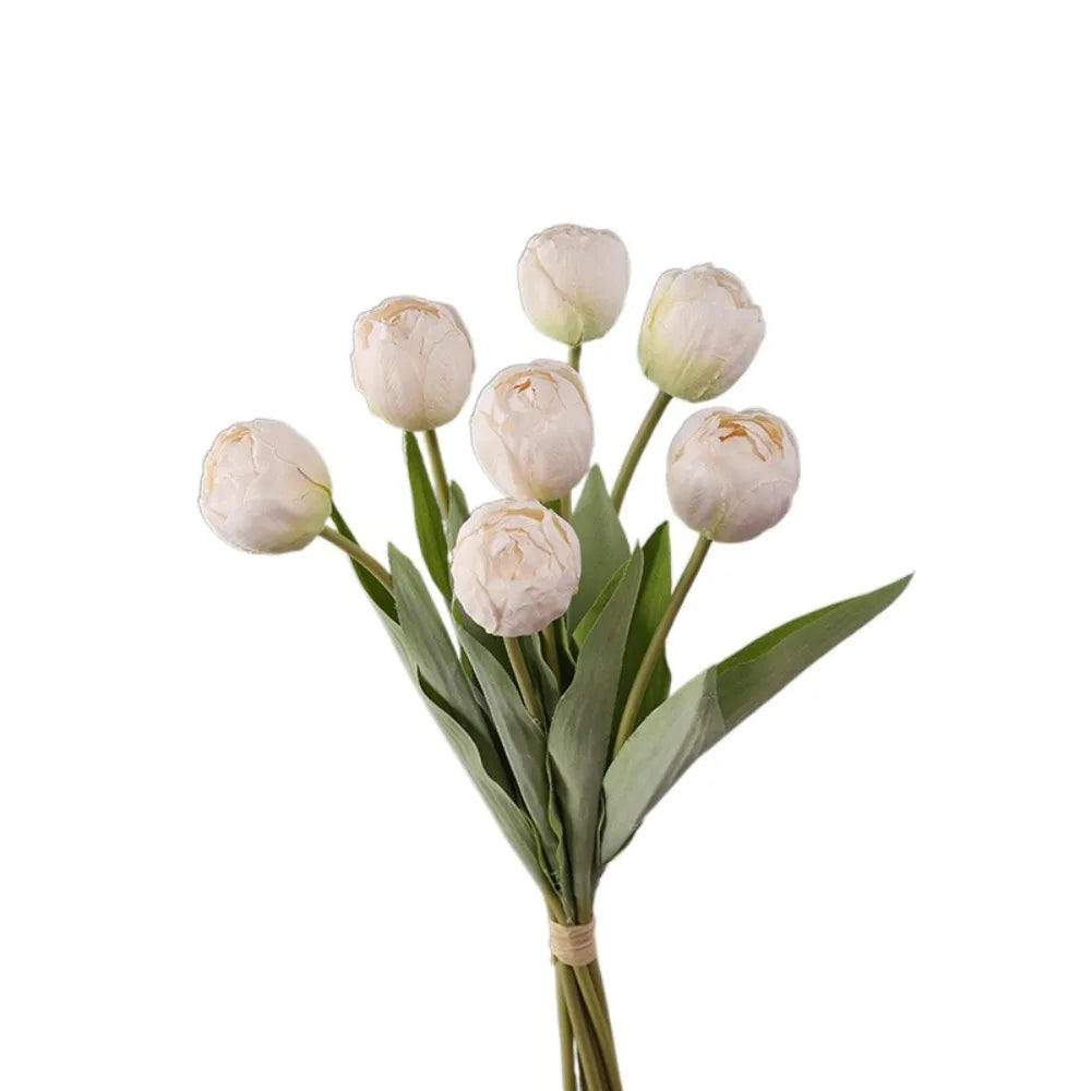 7-Head Artificial Silk Tulip Branches | Realistic Faux Flowers