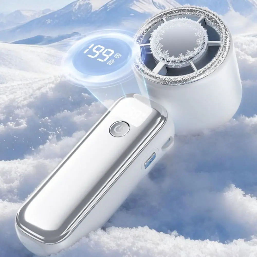 USB Rechargeable Mini Handheld Fan Semiconductor Cooling Powerful Wind Small Electric Fan Digital Display Ultra-Quiet Turbo Fan Oasis Select