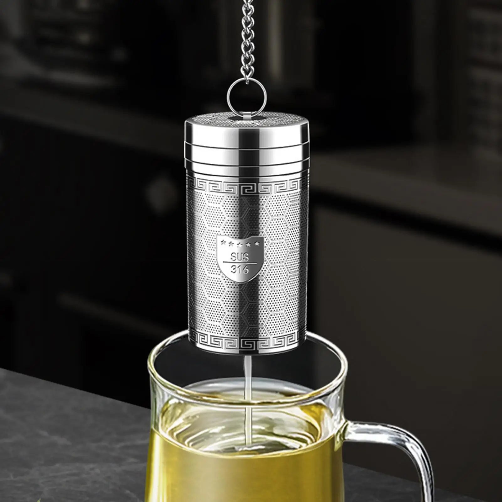 Tea Infuser Stainless Steel Tea Strainer with Extended Chain Hook Extra Fine Mesh Tea Strainers for Loose Tea Teapot Filter Oasis Select