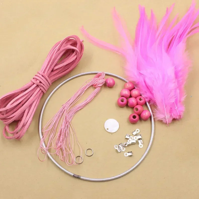 Art DIY Dream Catcher Kit Accessory Blue Decoration Wall Ornament Home Decor 4 Colors Fun Fashion Crochet Hanging Oasis Select Pink China Mainland