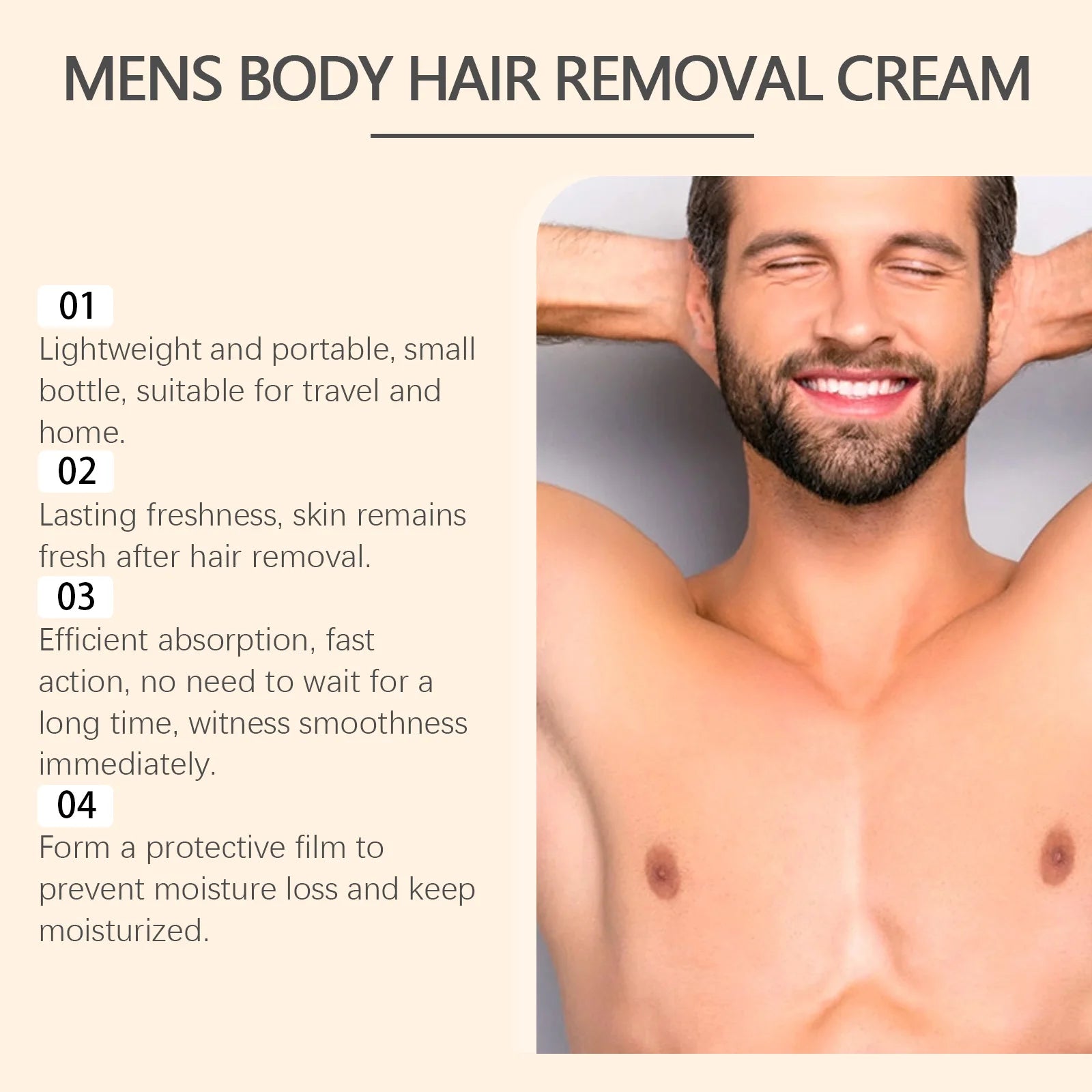 East Moon Men's Hair Removal Cream & Scraper – Painless Body Hair Removal Cream Oasis Select