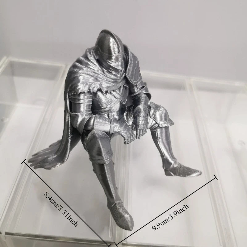 3D Printed Knight Figurine Retro Armored Warrior Desk Edge Ornament Medieval Style Tabletop Statue Collectible Gift for Medieval Oasis Select