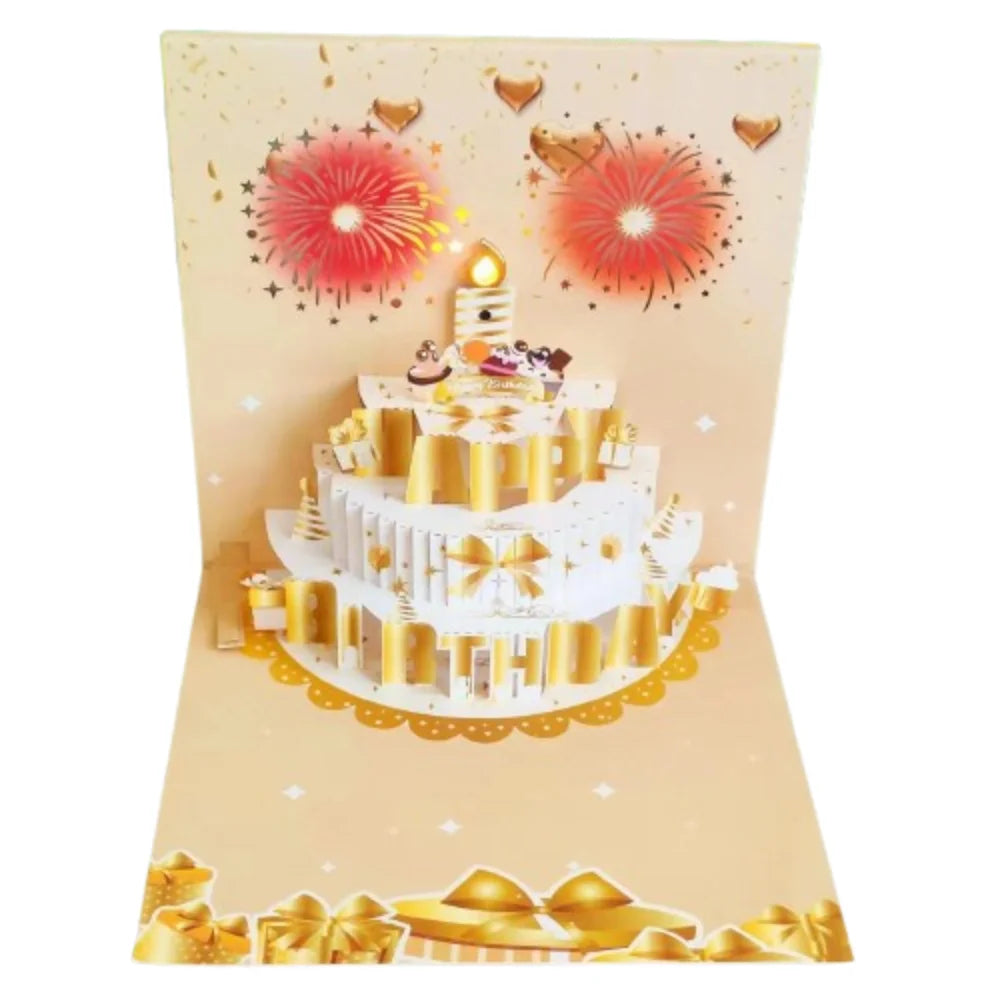 3D Pop-Up Musical Birthday Card with LED Blowable Candle