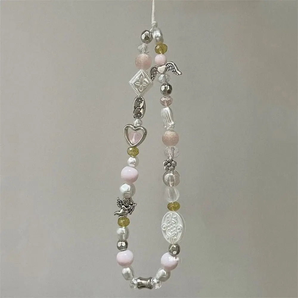 Star Pearl Beaded Phone Chain Phone Charms Hanging Cord Phone Strap Anti-Lost Wrist Strap Mobile Lanyard Phone Pendant Oasis Select 06