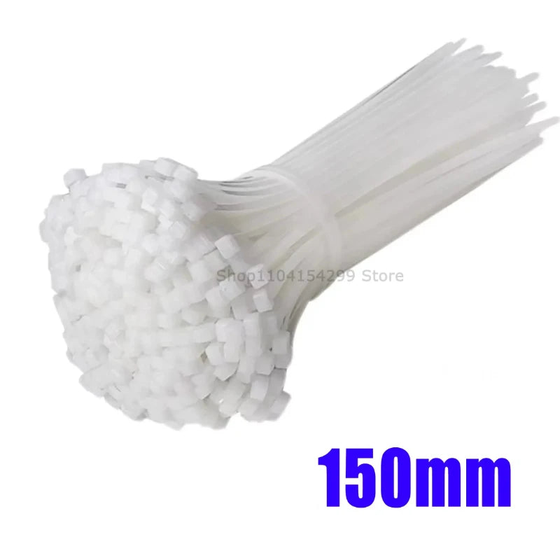 100Pcs Nylon Cable Ties Adjustable Self-locking Ties Straps Uv Resistant Plastic Wire Ties for Home Office Cord Management Oasis Select White-2.5x150mm 1000pcs