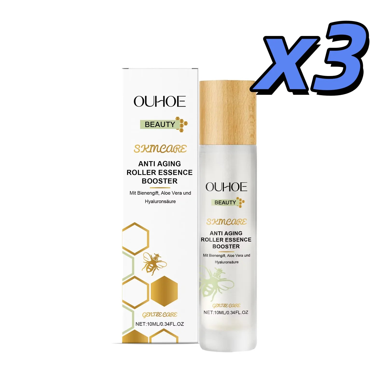 Ouhoe Night Essence Gentle Nourishing Moisturizing Tightening Skin Remove Wrinkle Lift Frim Fade Fine Lines Roller Face Serum Oasis Select 10ml X 3pcs