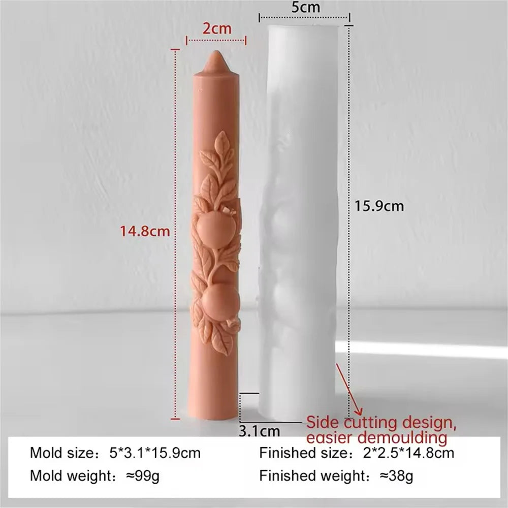 DIY Pomegranate Relief Long Rod Silicone Candle Mold Handmade Aroma Candle Molds Long Pole Soy Wax Candle Making Supplies Oasis Select P