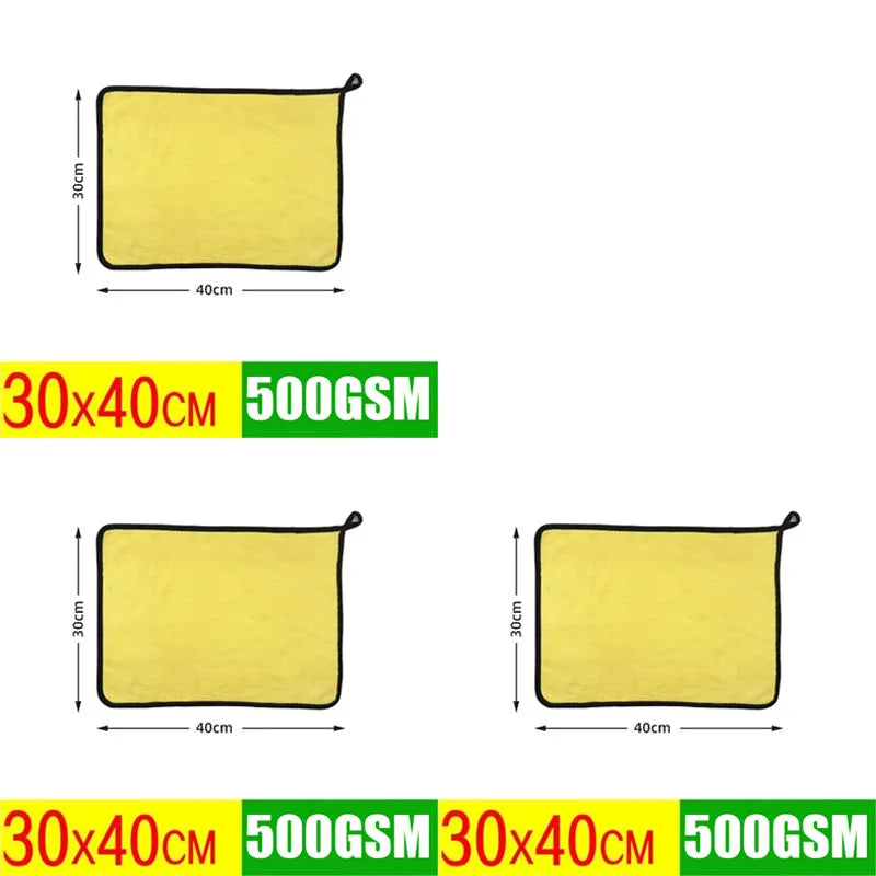 1/3pcs Car Wash Microfiber Towel 30x30/40/60CM Car Cleaning Drying Cloth Hemming Car Care Cloth Detailing Car Wash Towel Oasis Select 3pcs-30x40cm