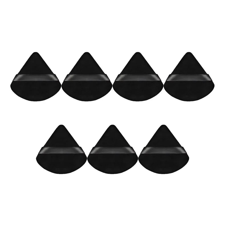 1/3/5/7/9pcs Velvet Cosmetic Powder Pufff Makeup Sponge Puff Dry Use Triangle Makeup Puff Women Soft Smooth Face Makeup Tools Oasis Select 7pcs black