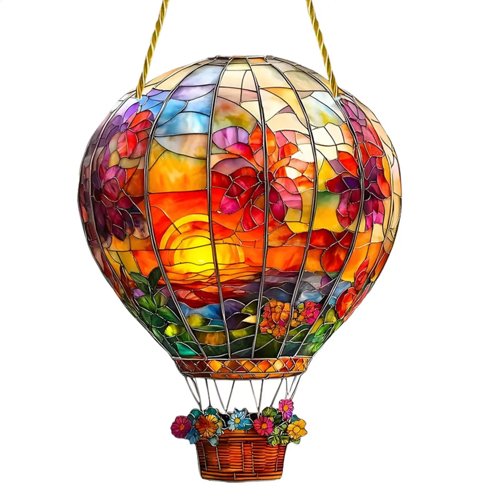 Sun Catcher Window Wall Hangable Colored Decor 2D Flat Acrylic Hot Air Balloon Sun Catcher Window Decoration for Home Garden Oasis Select