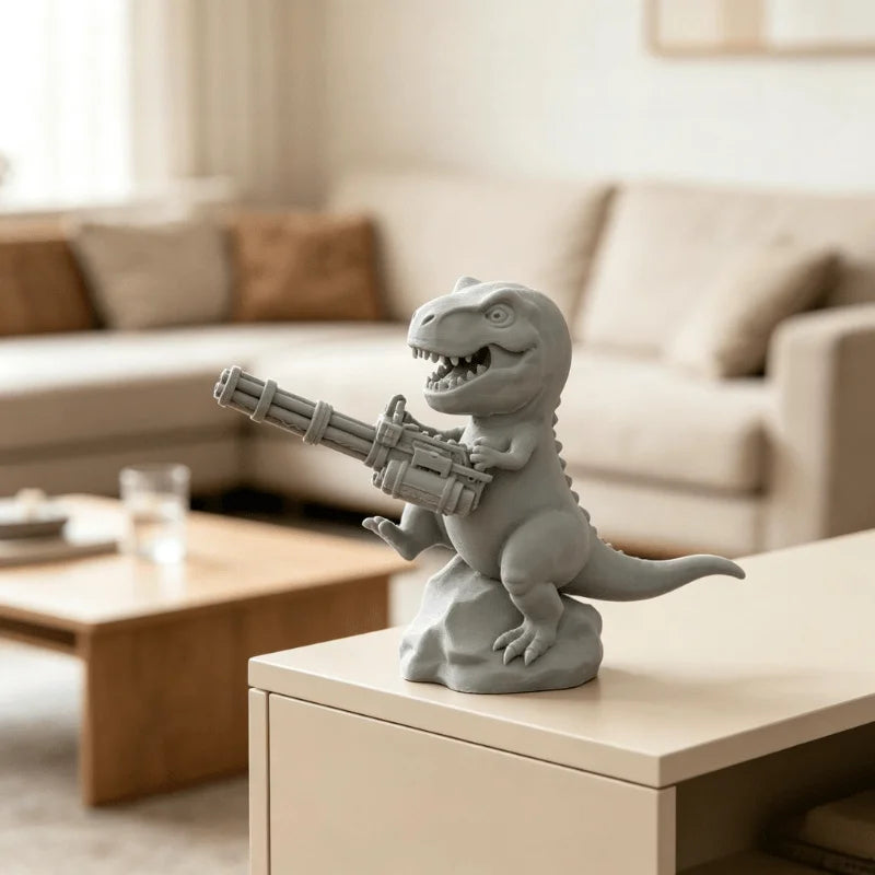 Creativity Battle Tyrannosaurus Rex Miniature Model 3D Printing Bookshelf Desktop Ornaments Companion Fun Game Room Desk Decor Oasis Select