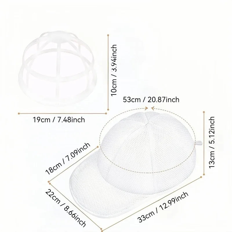 2pcs/set (Hat Washing Bag and Hat Rack) Baseball Cap Washer Set, Laundry Cleaning Accessories for Hat Washing, Closet Storage Oasis Select 1 set(round bracket)