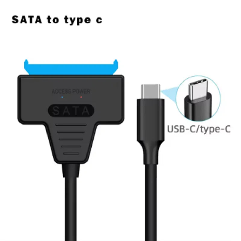SATA to USB 3.0 Type-C Adapter Cable Up To 6 Gbps High Speed Support 2.5 Inch External HDD SSD Hard Drive 22 Pin Sata III Cable Oasis Select Type-C