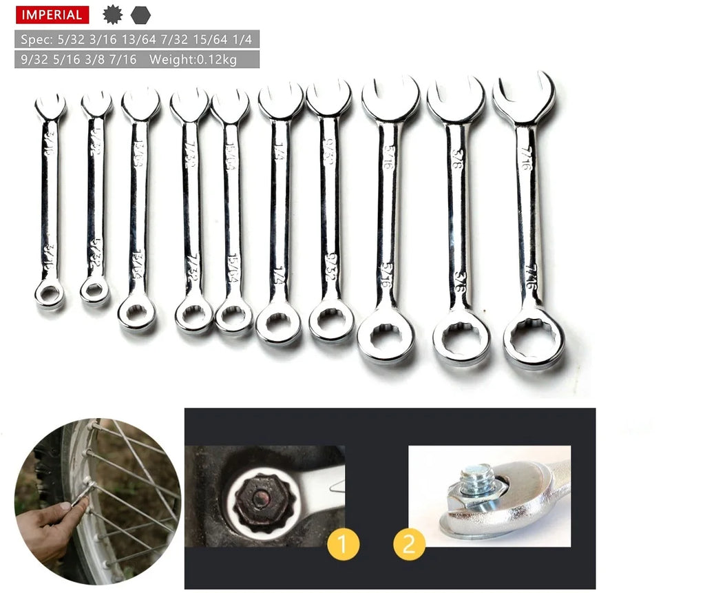 SLADE 10-Pc Mini Spanner Wrench Set 4–11mm British & Metric Mini Spanner Wrench Set Oasis Select