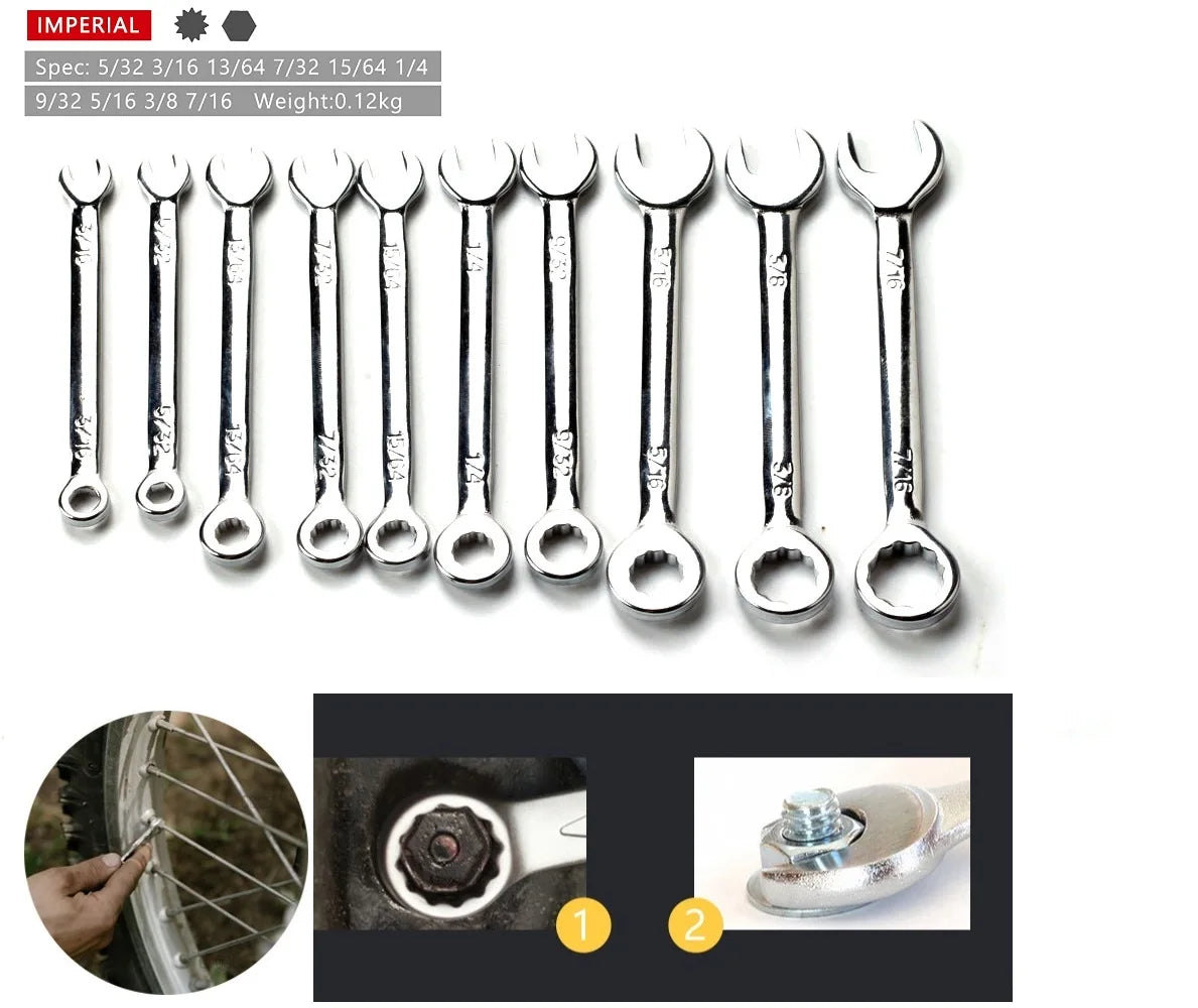 SLADE 10-Pc Mini Spanner Wrench Set 4–11mm British & Metric Mini Spanner Wrench Set Oasis Select
