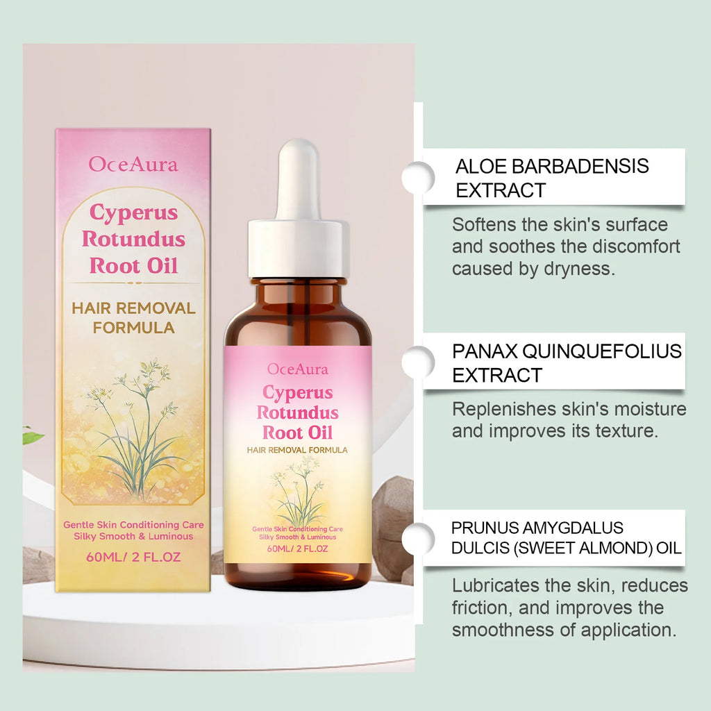 OceAura Cyperus Rotundus Hair Removal Oil – Nourishing 60ml Hair Removal Oil Oasis Select