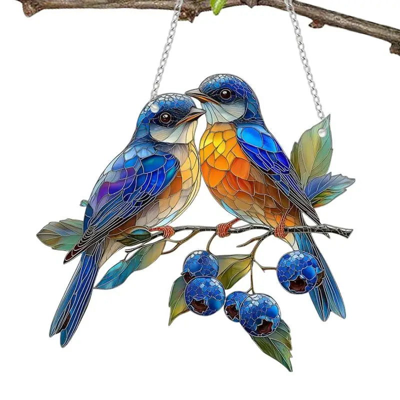 Dangling Bird Ornaments Dangling Bird Light Catcher 2D Acrylic Birds Centerpiece Window Panel Decor for Home Studio Restaurant Oasis Select