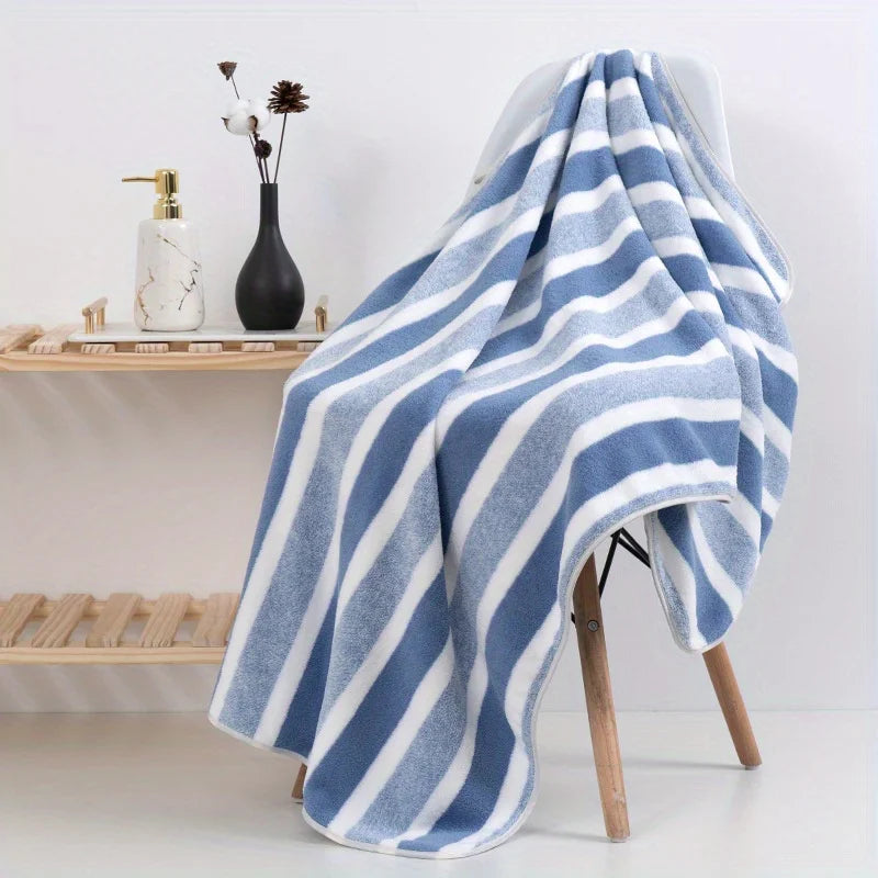 2pcs Quick-Drying Striped Towel Set For Soft And Absorbent Bathroom Experience Bath Towel Or Hand Towel Oasis Select