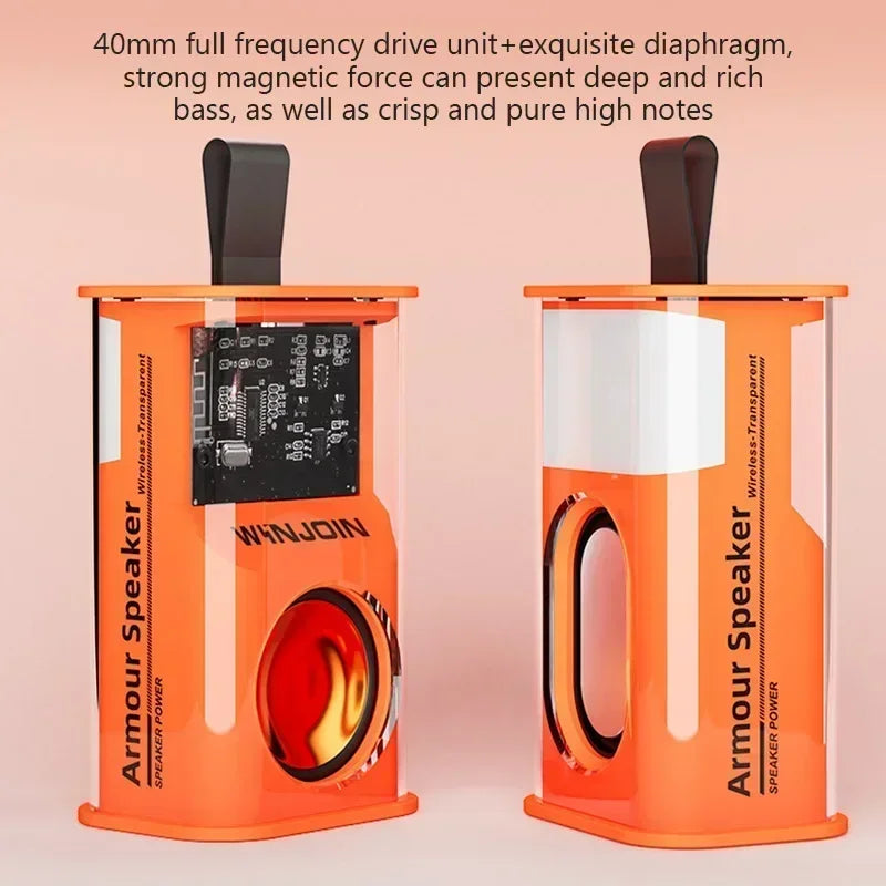 Transparent Mecha Bluetooth Speaker Wireless Bluetooth 5.3 Double Bass Diaphragm Subwoofer Music TWS RGB Light Mini Loudspeaker Oasis Select