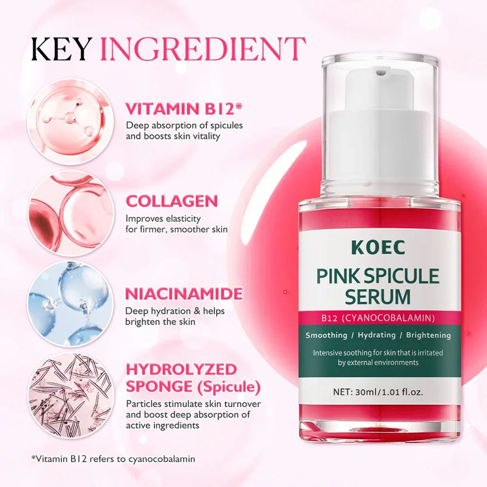 Pink Spicule Pore Tightening Anti-Aging Serum,ull Hydrating Protecting Skin Bright Revitalizing Unisex Essence Oasis Select