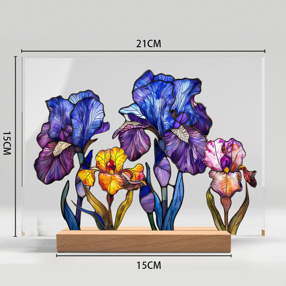 Acrylic Flower Pattern Table Room Desk Imitation Glass Texture Acrylic Desktop Decoration Holiday Gift Desk Decoration Oasis Select BTU428