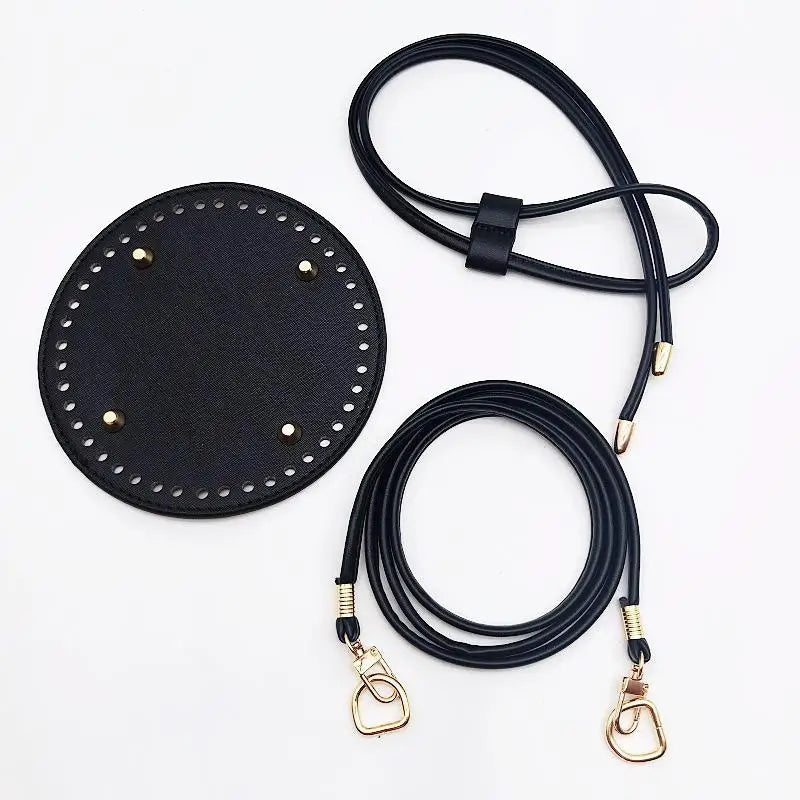 PU Leather Bucket Bag Base DIY Kit – Strap & Drawstring Set Bag Making Kit Oasis Select 3PCS Black