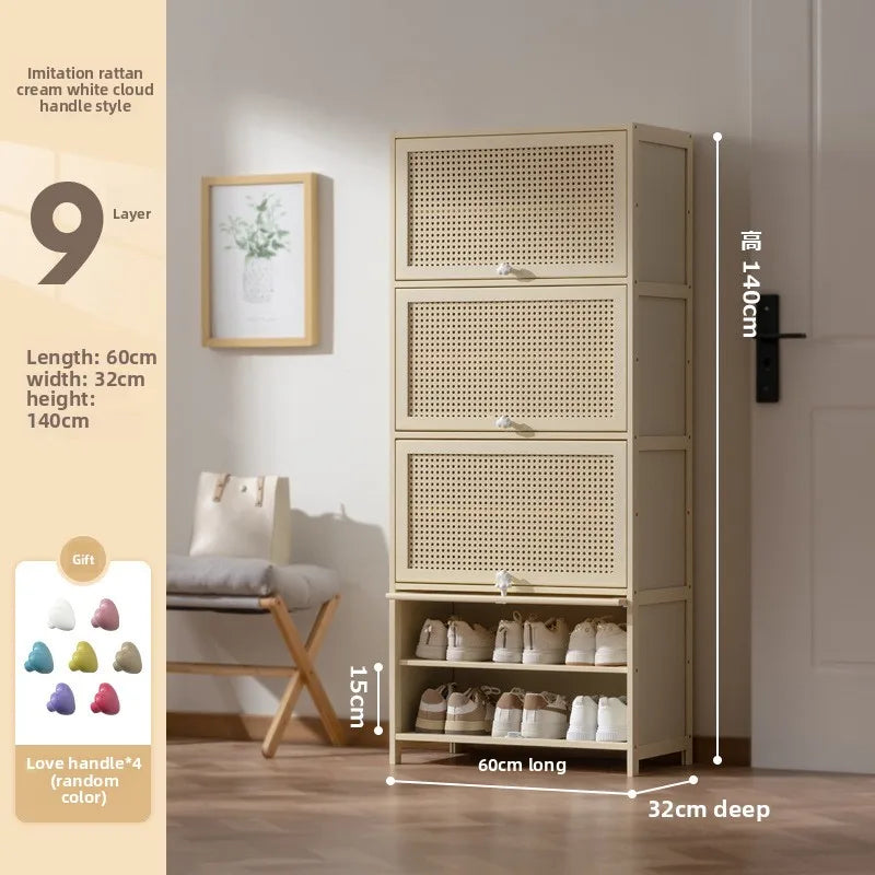 Cabinet household door against the wall large capacity entrance entrance entrance integrated solid wood storage shoe rack Oasis Select Nine floors 60