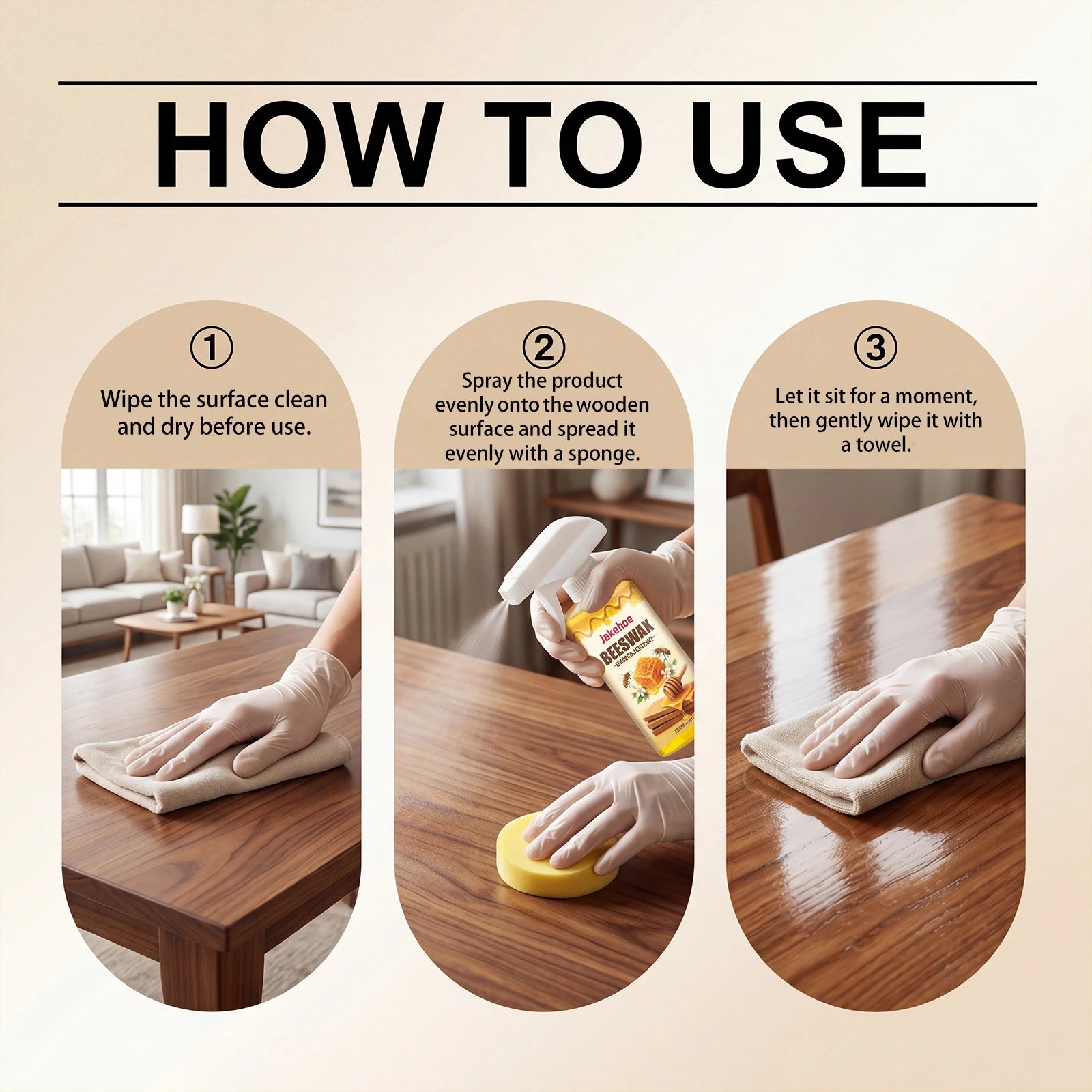 JAKEHOE Beeswax Wood Polish Spray – Furniture & Floor Restorer Wood Polish Spray Oasis Select