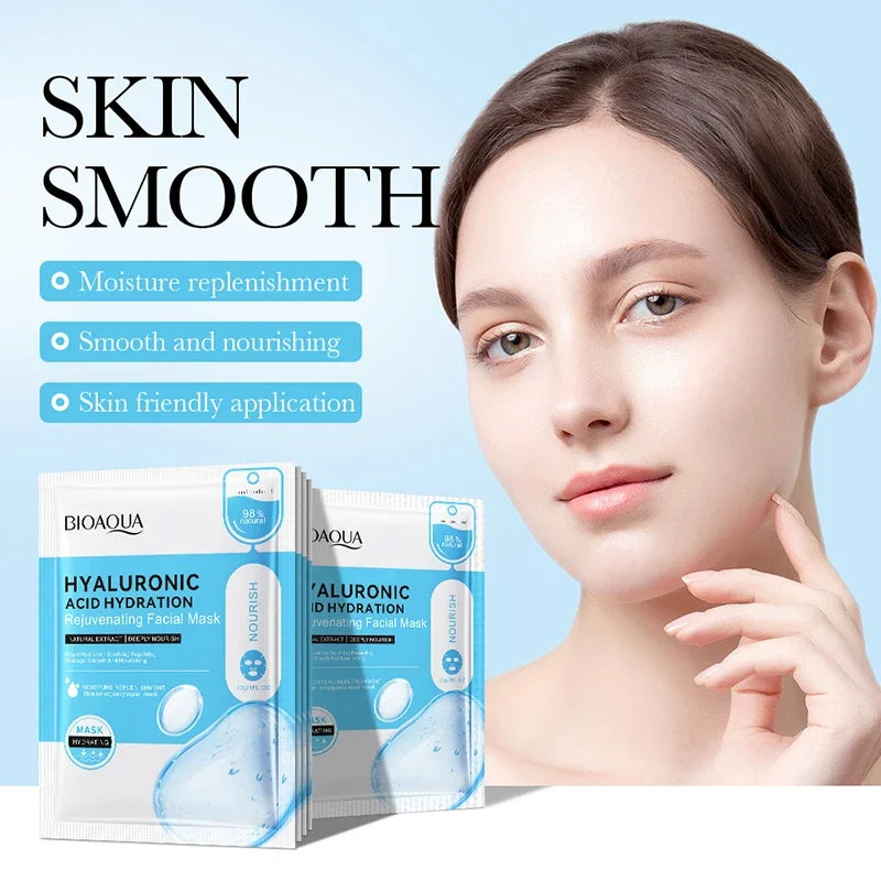 10pcs BIOAQUA Hyaluronic Acid Face Mask skincare Moisturizing Anti Acne Anti-wrinkle Facial Masks Face Sheet Mask Skin Care Oasis Select