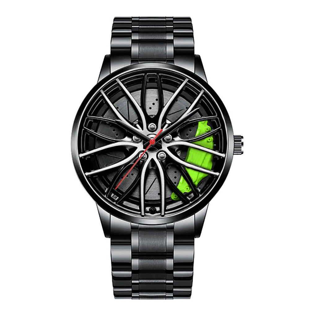 Men's Car Rim Quartz Watch – Leather Strap Round Dial
