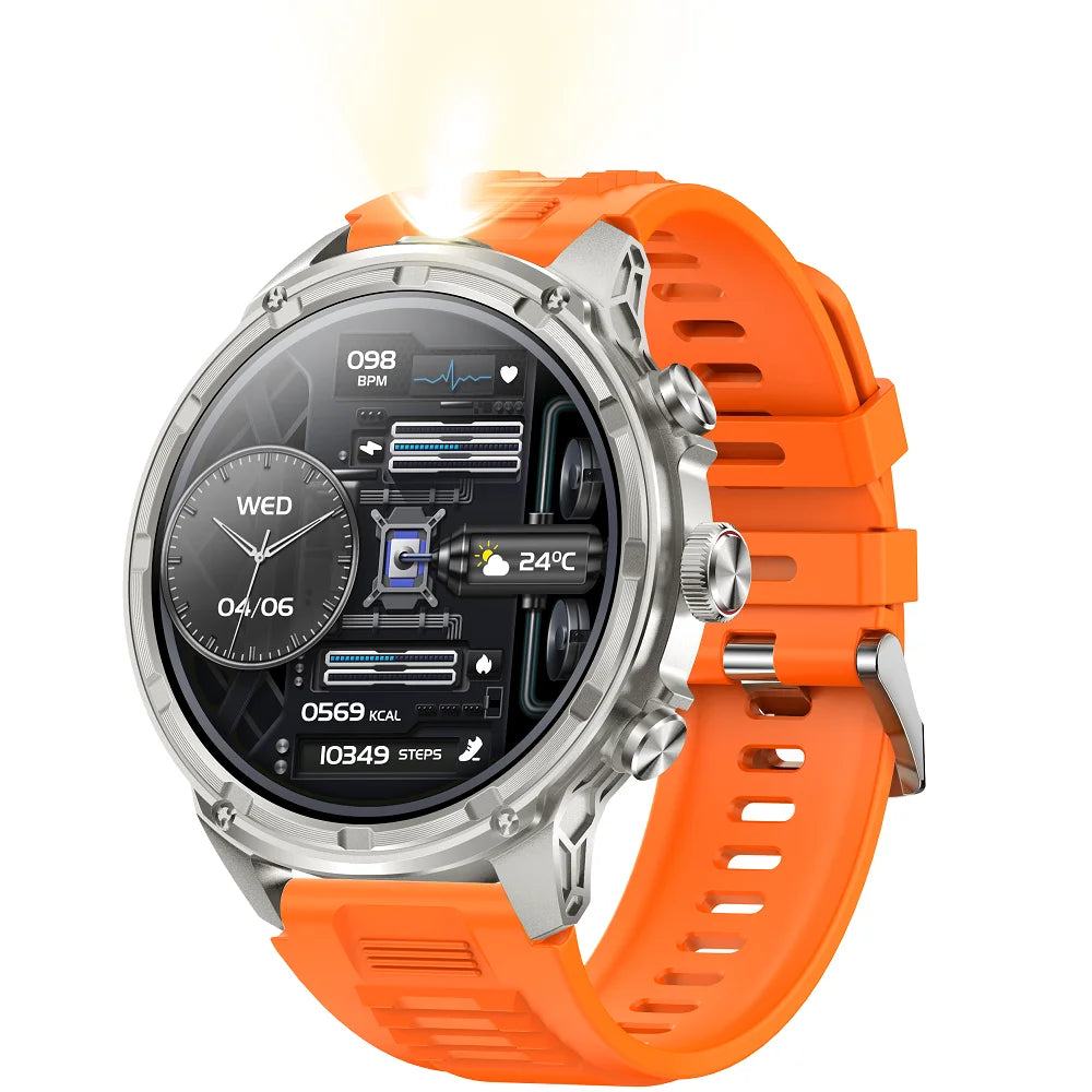 Waterproof Outdoors Smartwatch Flashlight Women Music Sports Blue Tooth Call 710mAh Heart Rate Health Monitor Smart Watches Men Oasis Select SVVORS
