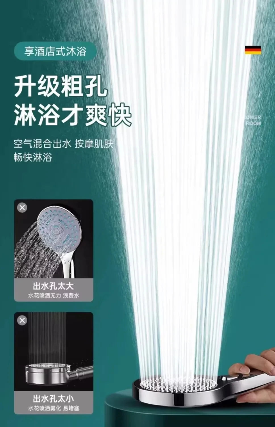 New 13CM Large Panel 3 Modes Shower Head High Pressure Water Massage Shower Head With Filter Element Bathroom Accessories Oasis Select