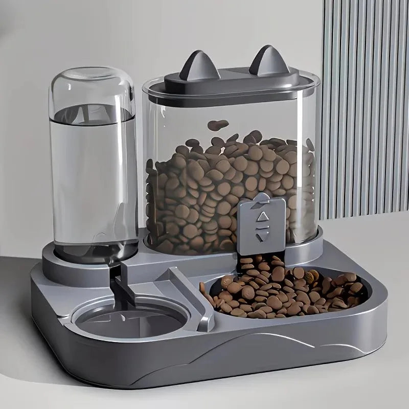 1pcs Transparent 2-in-1 Pet Food Water Bowl Dry Wet Separation Design Durable Plastic Feeder for Cats and Dogs Travel Oasis Select