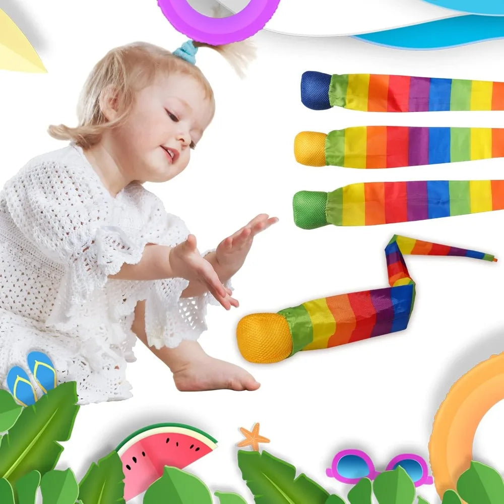 95cm Rainbow Comet Ball Soft Tail Indoor Outdoor Play Ball Throwing Receiving Park Sports Relax Coordination Training Ball Oasis Select