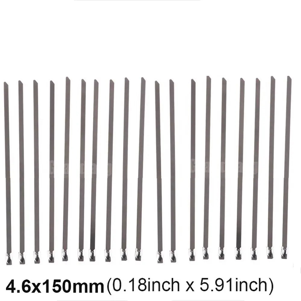 Silver Heavy Duty 304 Stainless Steel Cable Ties Tight Self-Locking Cable Zip Tie 4.6mm Exhaust Wrap Locking Ties Multi-Purpose Oasis Select 4.6x150mm