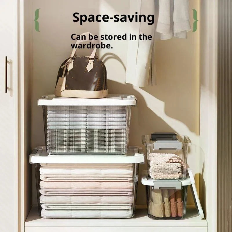 Transparent Stackable Storage Box with Lid | Multi-Size Organizer