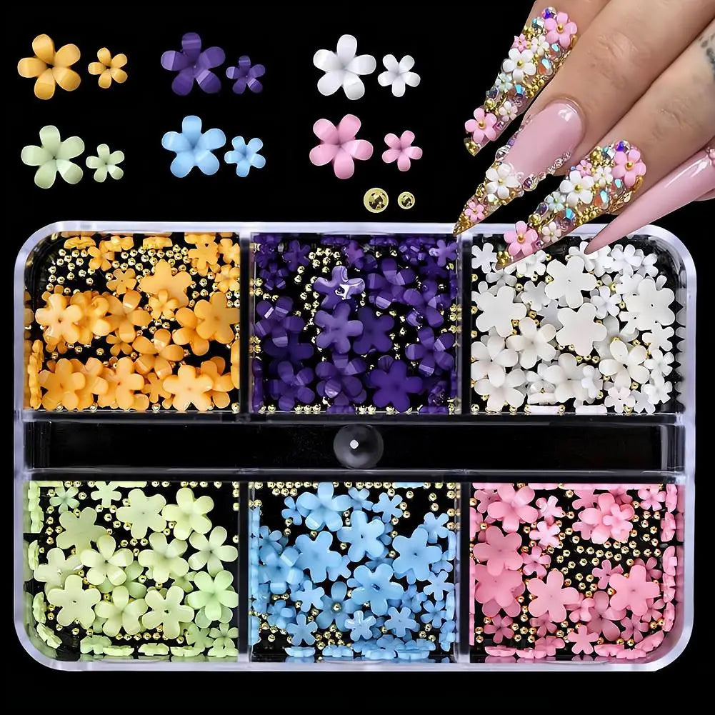 3D Acrylic Flower Nail Charms – Floral DIY Nail Art Decor Set Nail Art Charms Oasis Select