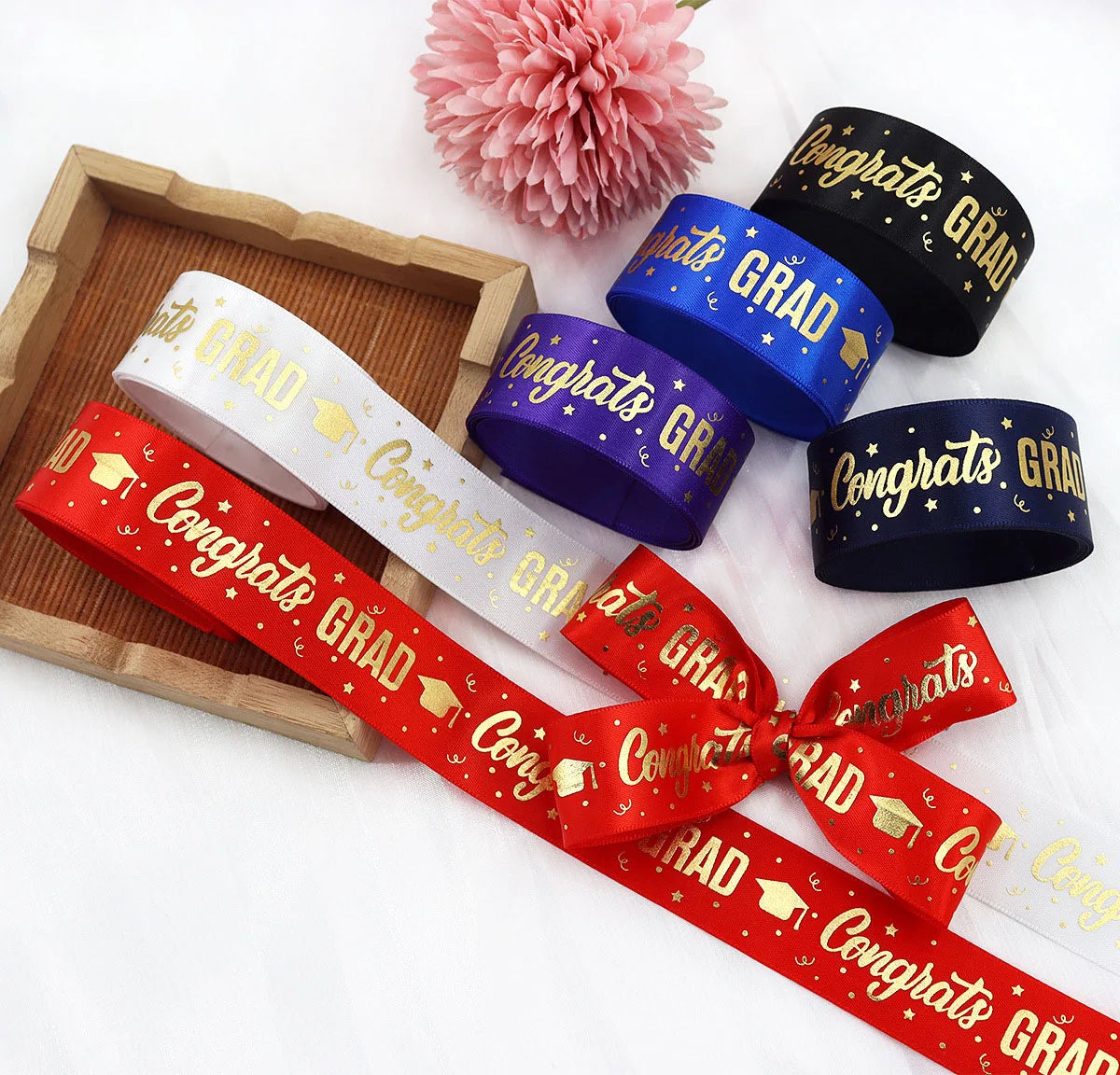 1 Roll，5 Yards Graduation Gift Packaging Ribbon,Decoration Party DlY Bow Ribbon, Graduation Ceremony CampusParty Supplies Oasis Select