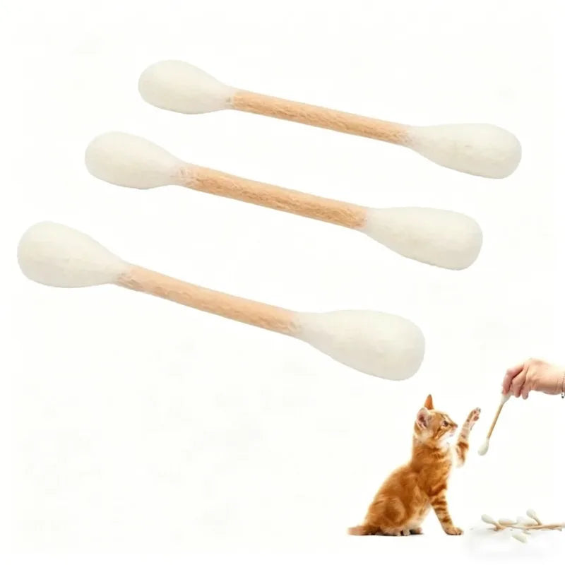 Creative Large Cotton Swab Shaped Catnip Toy 6-pack Giant Kitten Grinding Biting Stick Durable Teeth Cleaning And Grinding Rope Oasis Select white-3pcs
