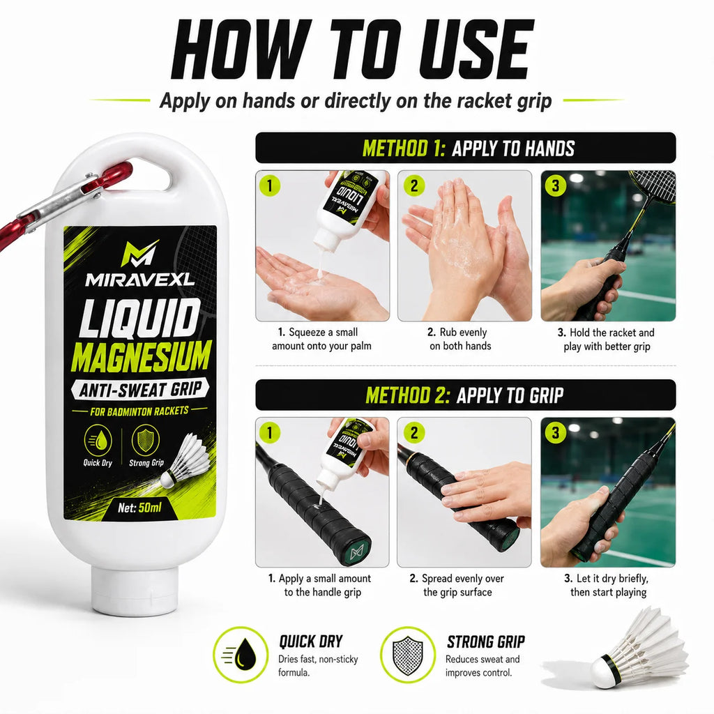 Badminton Racket Anti-Sweat Liquid Grip – Prevent Slipping, Improve Control, Free Sports Wristband, 30-100ML Sports Training Kit Oasis Select
