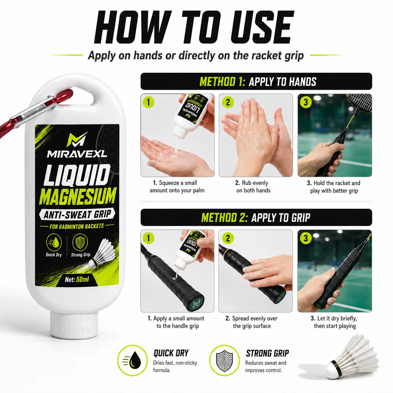 Badminton Racket Anti-Sweat Liquid Grip – Prevent Slipping, Improve Control, Free Sports Wristband, 30-100ML Sports Training Kit Oasis Select