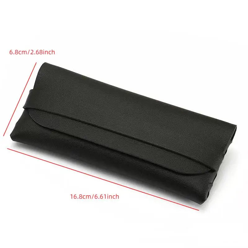Black Soft PU Leather Glasses Case, Fashion Eyeglasses Protective Pouch, Travel Accessories for Men and Women Oasis Select