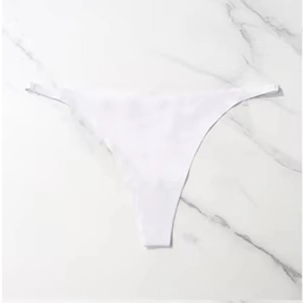 1-4Pcs Ice Silk Seamless Panties For Women Soft Thin Band Thongs Woman Satin Underwear Female Bikini Panties String Tangas Mujer Oasis Select white 1pc L