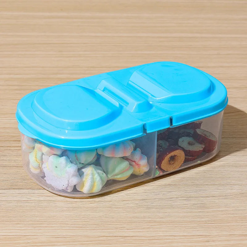 Dual Compartment Food Storage Container Plastic Sealed Easy Clean Reusable for Spices Herbs Lunch Kitchen Camping Office Oasis Select Blue