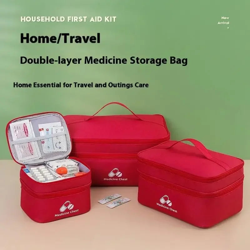 Home Travel First Aid Kit Double Layer Classification Storage Drug Sorting Bag Oxford Cloth Epidemic Prevention Pouch Oasis Select