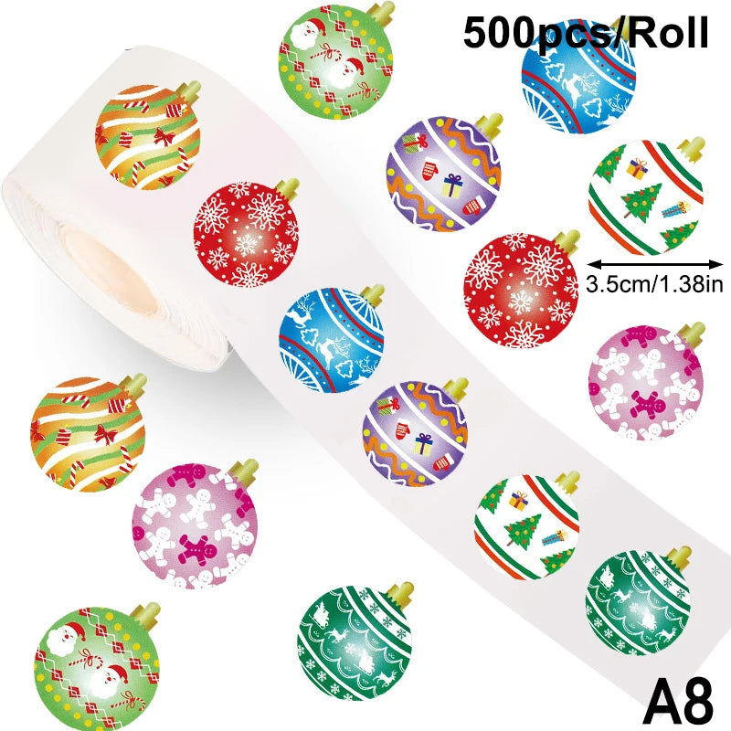 200-500pcs Christmas Stickers Christmas Tree Santa Hat Self-Adhesive Gift Tags PVC Gift Wrapping Seals Decals Party Decorations Oasis Select onesize A8