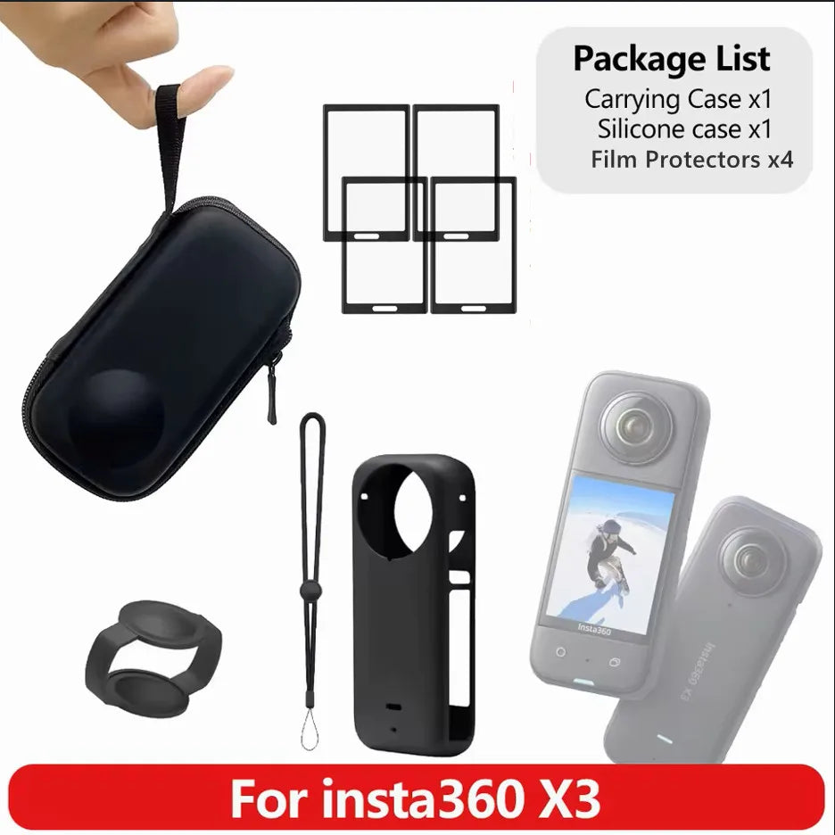 Insta360 X3 Accessories Kit – Lens Guard, Screen Film & Case