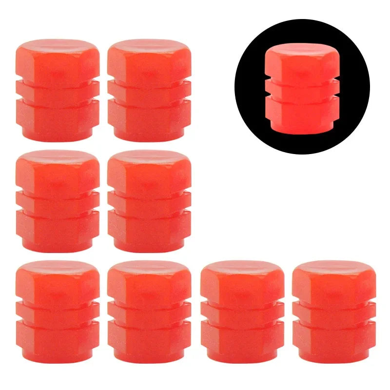 4/8/16/20pcs Universal Luminous Bicycle Tire Valve Caps Night Glowing Decor Motorcycle Bike Valve Stem Cap Wheel Nozzle Oasis Select 8PCS Red